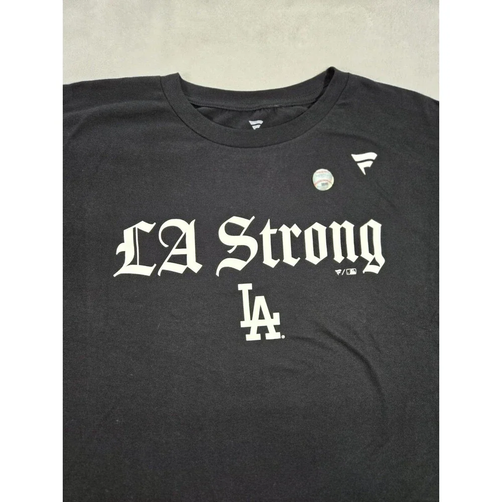 Mens MLB Los Angeles Dodgers Short Sleeve T Shirt Black XL LA Strong - Picture 2 of 7